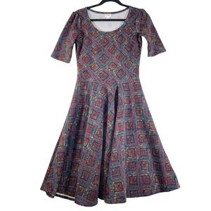 LuLaRoe Women Dress‎ Fit and Flare Geometric Print Casual Medium Midi A Line M